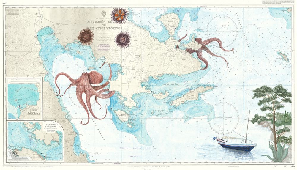 Poulpe et oursin en Grèce à Spetsès
