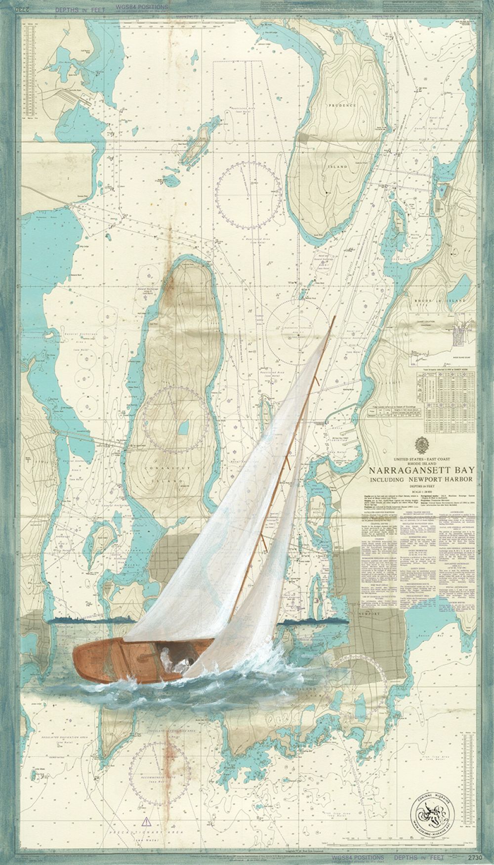 Voilier classique dans la baie de Narragansett, Newport, RI